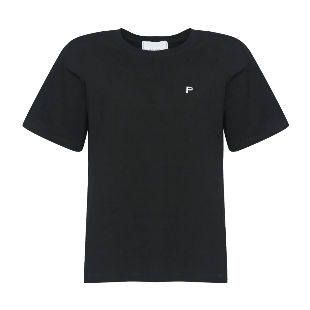 Philosophy di Lorenzo Serafini Zwarte katoenen T-shirt met geborduurd logo Black Dames
