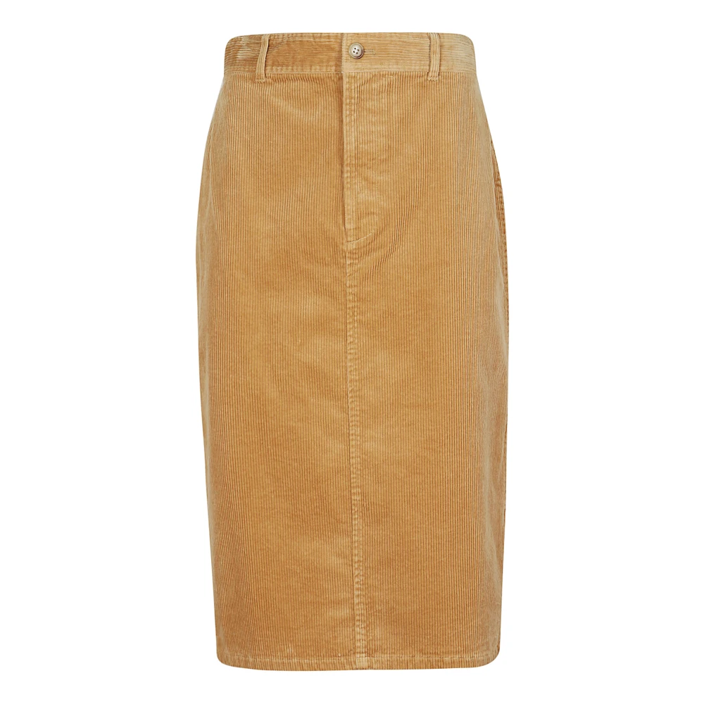 Ralph Lauren Corduroy High-waist Pencil Midi Rok Brown Dames