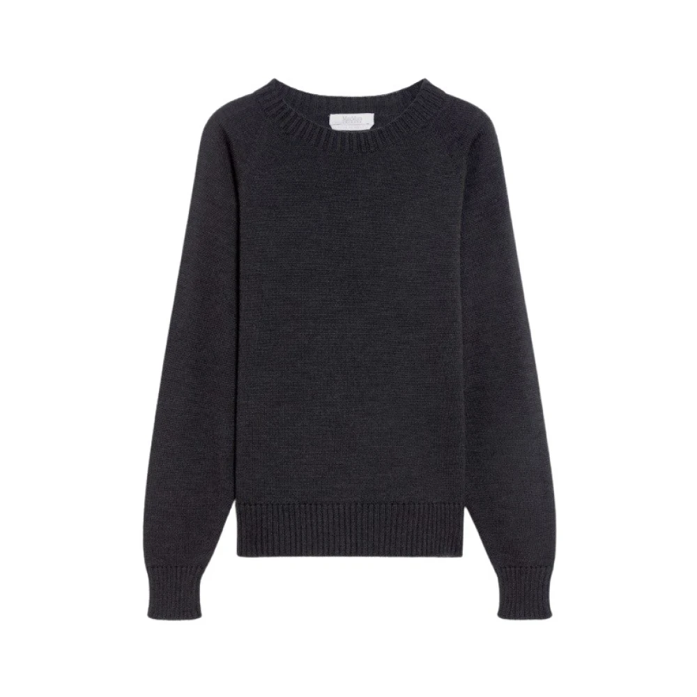 Max Mara Elegante Crewneck Gebreide Trui voor Herfst Winter Gray Dames