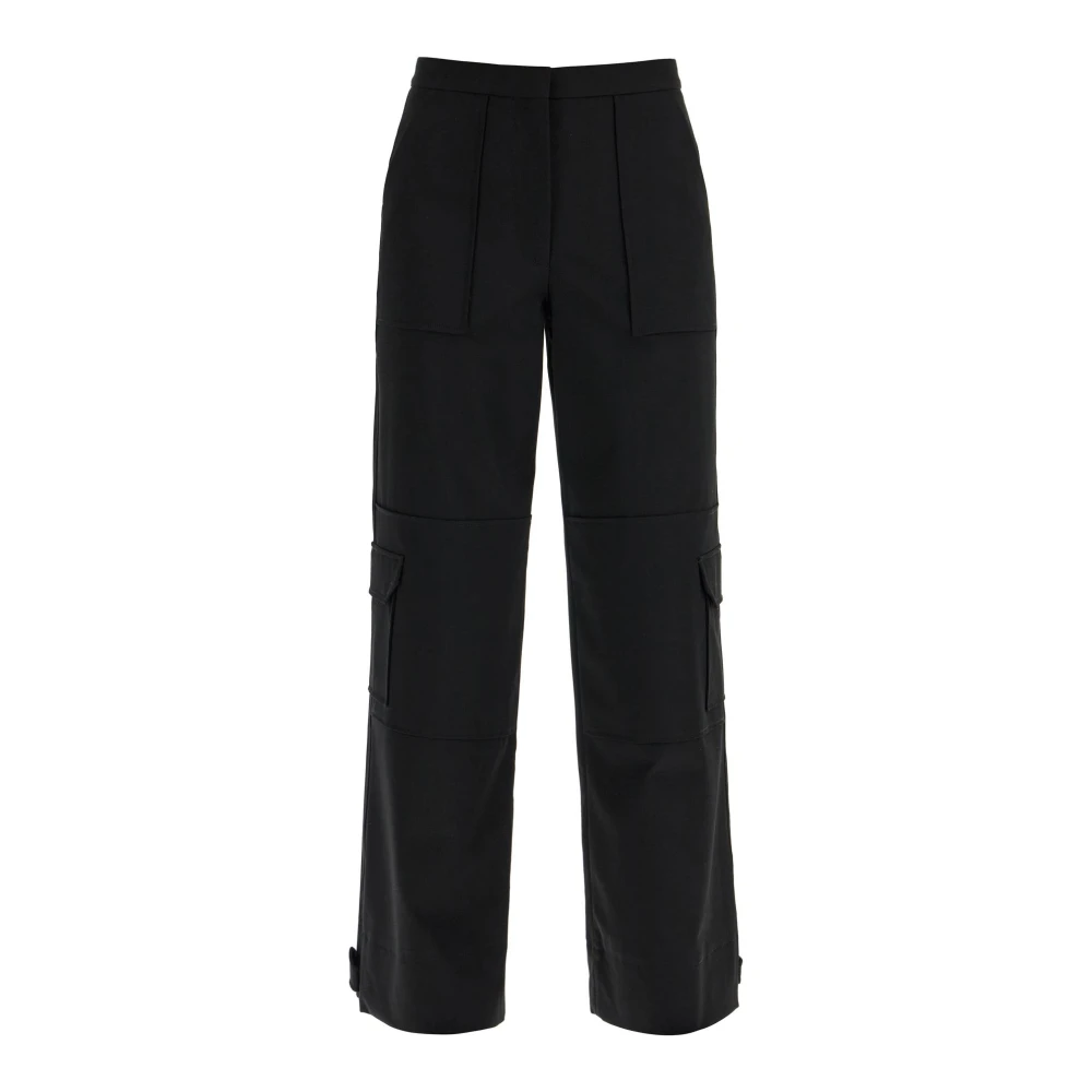 Ganni Verstelbare Twill Cargo Broek Black Dames
