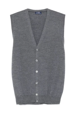 Grå Stickad Väst AW25