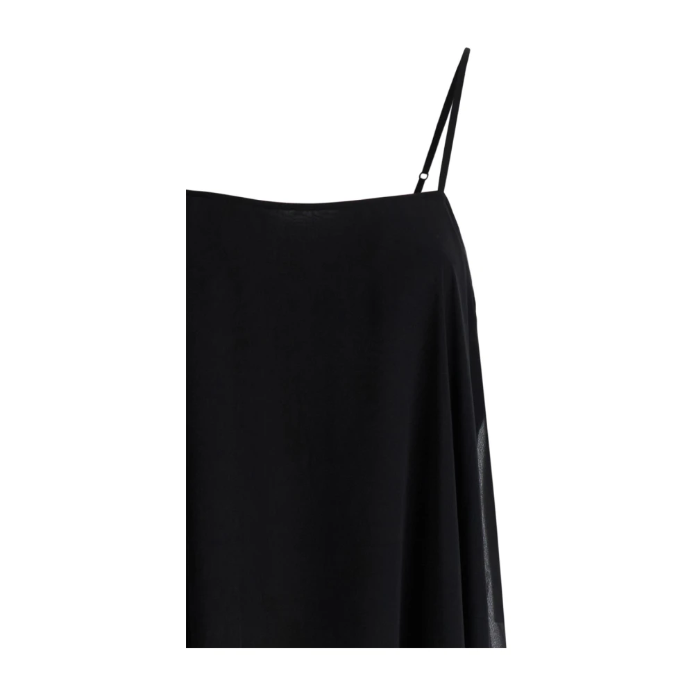 Rotate Birger Christensen Chiffon Maxi Wijde Zwarte Jurk Black Dames