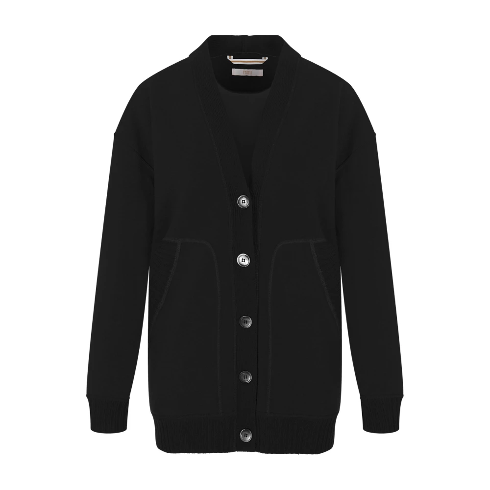 Fedeli Luxe Zwarte Cashmere Maxi Cardigan voor Dames Black Dames