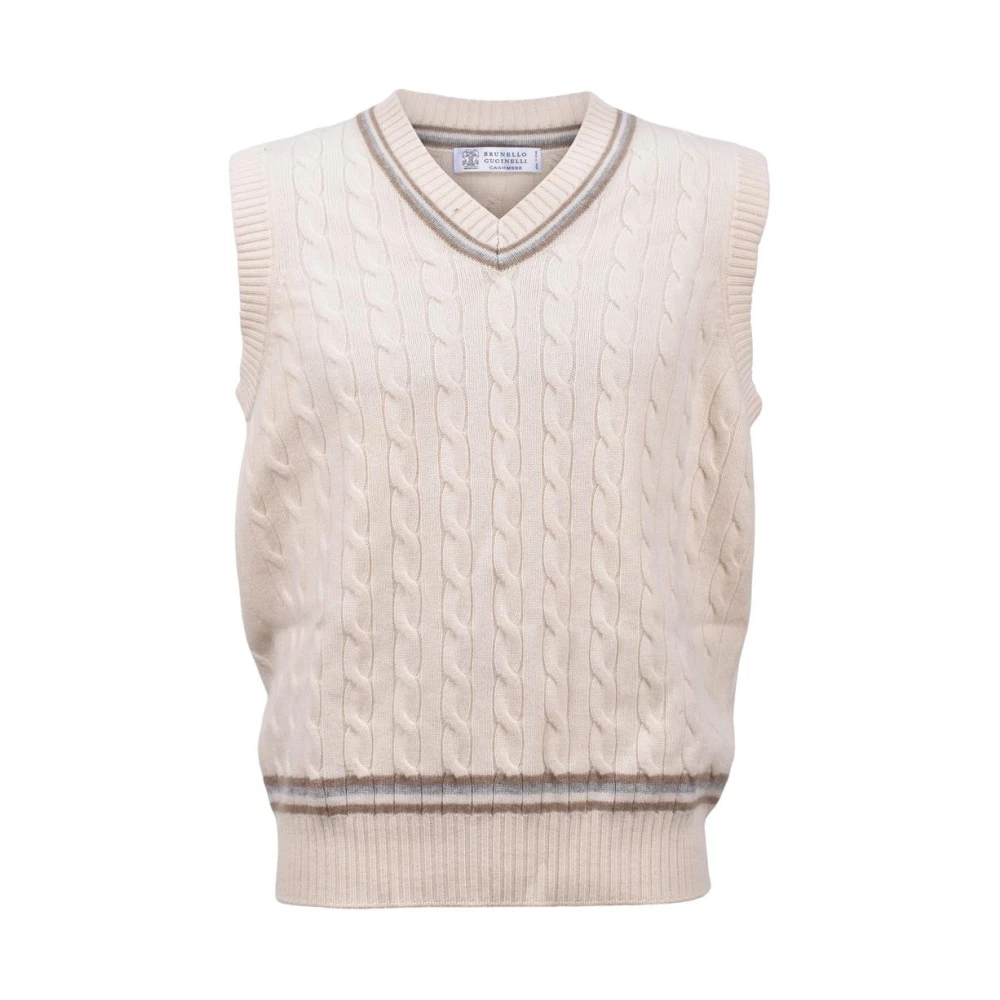 Brunello Cucinelli Men's Beige Cashmere Sweater