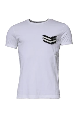 Vit Randig Crew Neck T-shirt