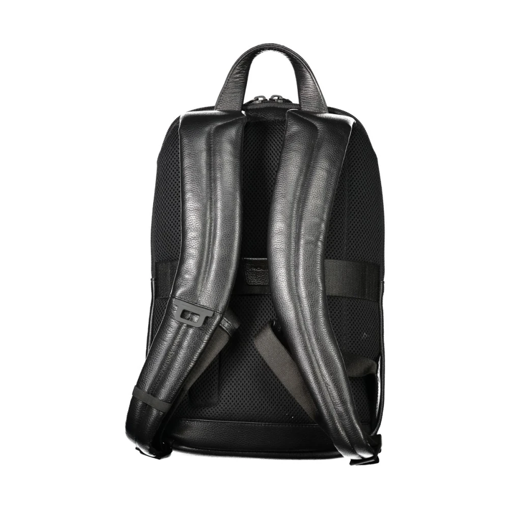 Piquadro Zwarte leren rugzak Black Heren