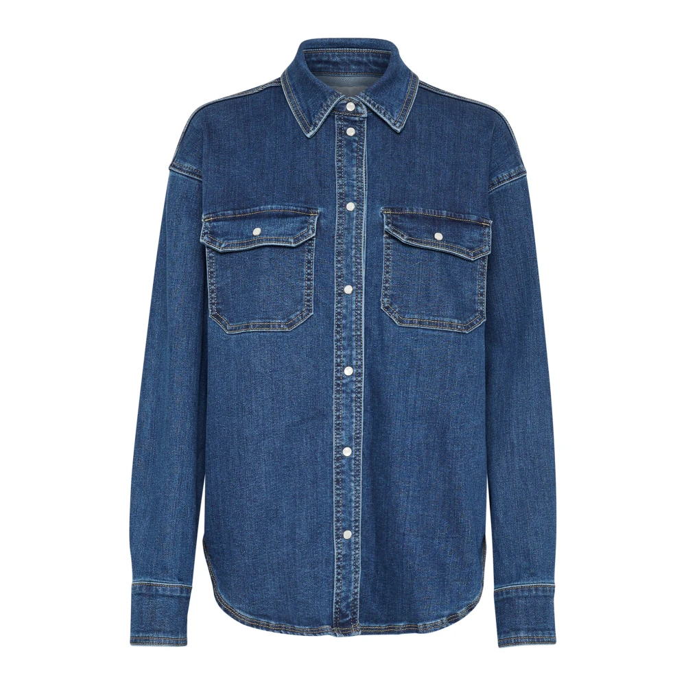 Kaffe Denim Shirt met Grote Borstzakken Blue Dames