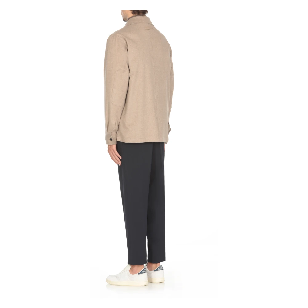 Ermenegildo Zegna Beige Cashmere Overshirt met Kraag Beige Heren