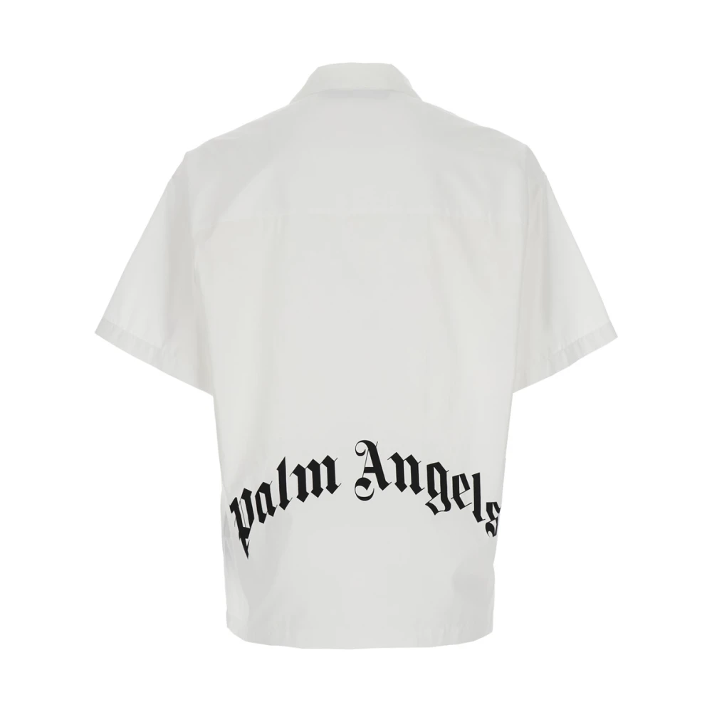 Palm Angels Wit Bowling Shirt met Cubaanse Kraag White Heren