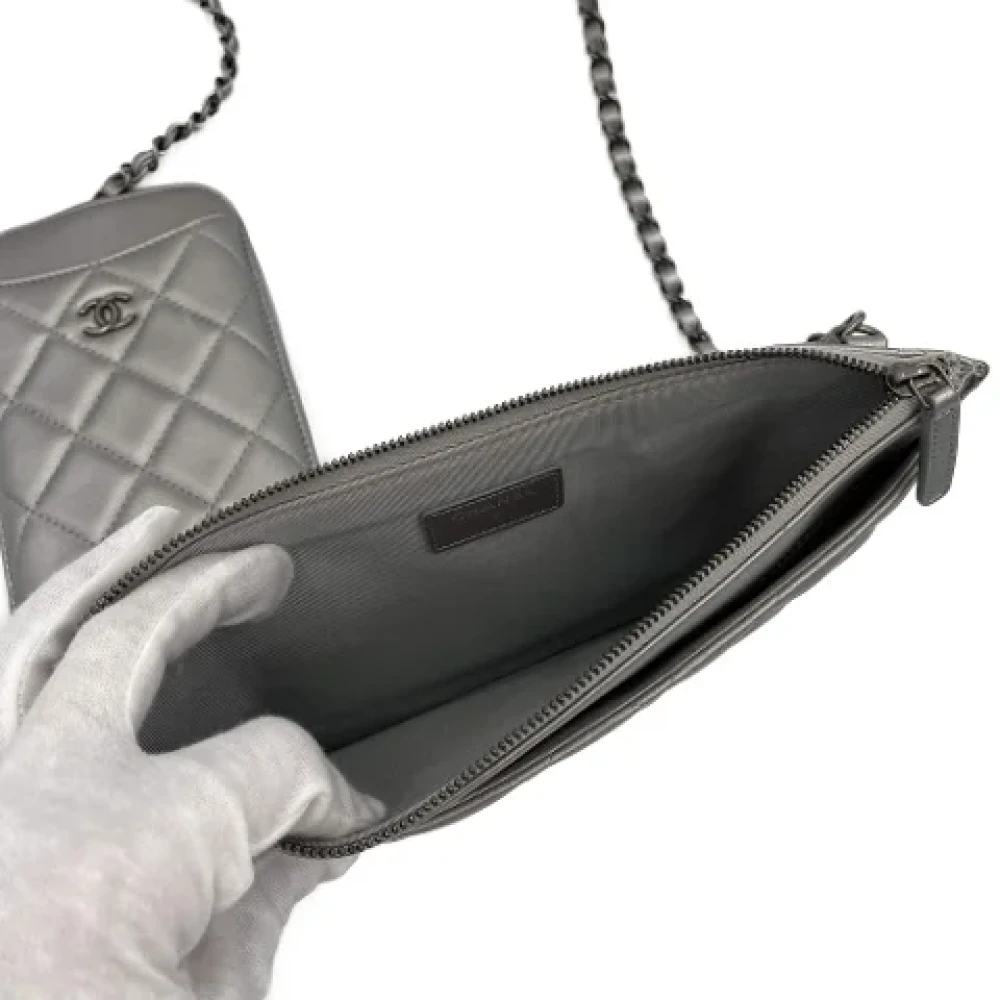 Chanel Vintage Pre-owned Leather chanel-bags Gray Dames