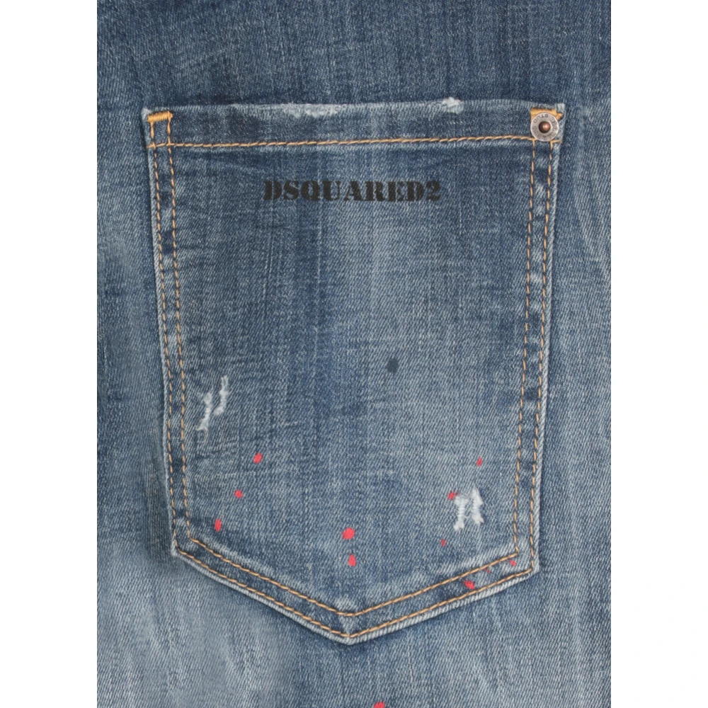 Dsquared2 Blauwe Gescheurde Katoenen Jeans voor Mannen Blue Heren