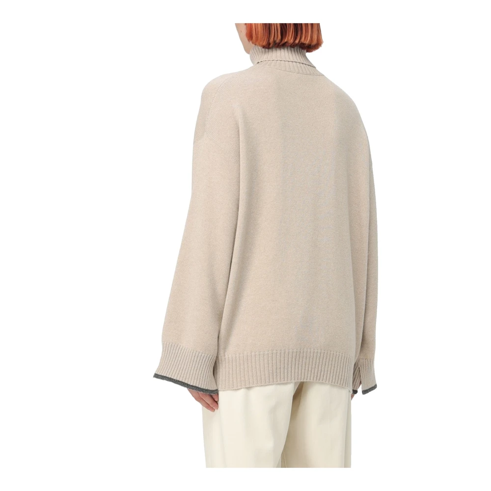 BRUNELLO CUCINELLI Beige Kasjmiertrui Elegante Stijl Beige Dames