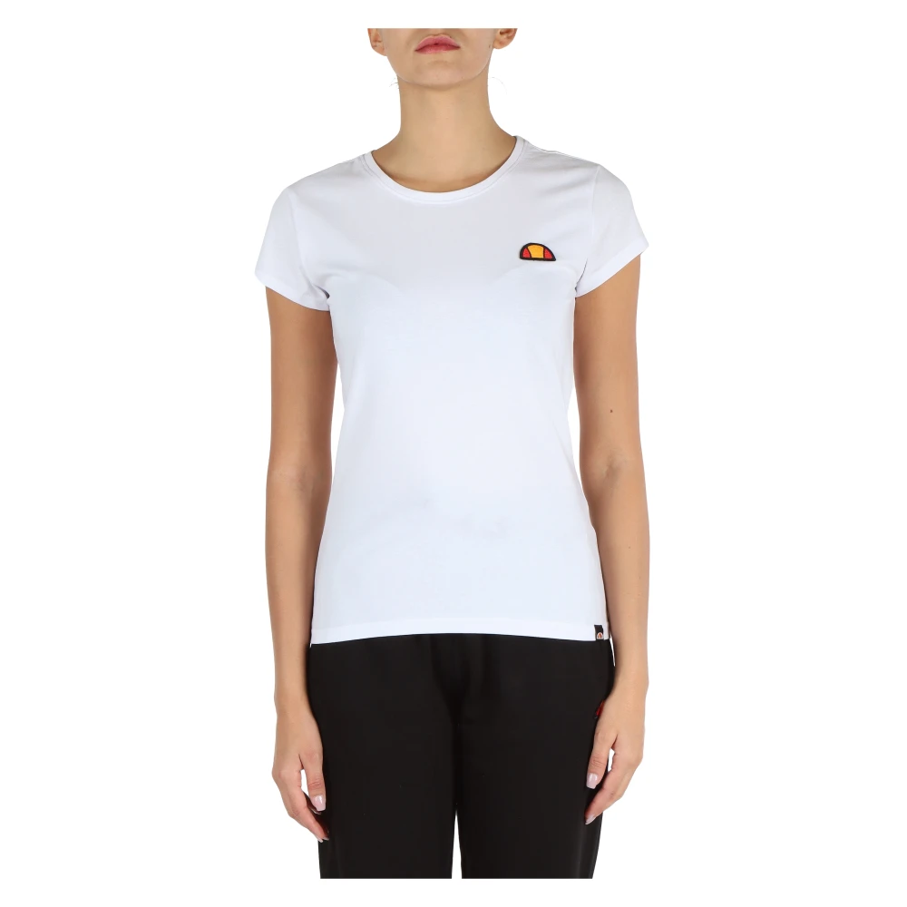 Ellesse Stretch Katoenen T-shirt met Logo Patch White Dames