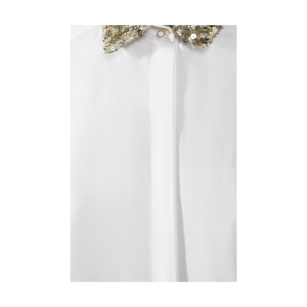 Dolce & Gabbana Paillet Kraag Katoenen Overhemd White Dames