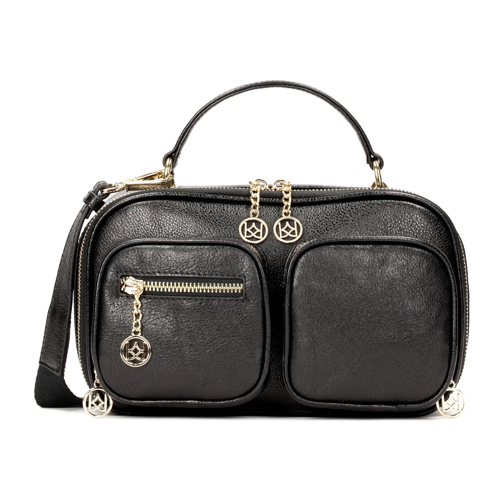 Kazar Zwarte leren handtas met ruim interieur Black Dames