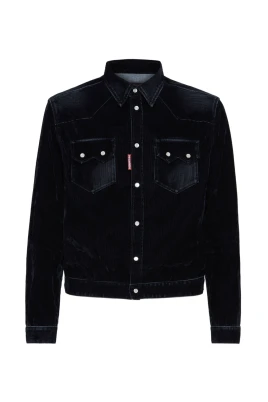 Flocked Denim Jacka Blå Långärmad