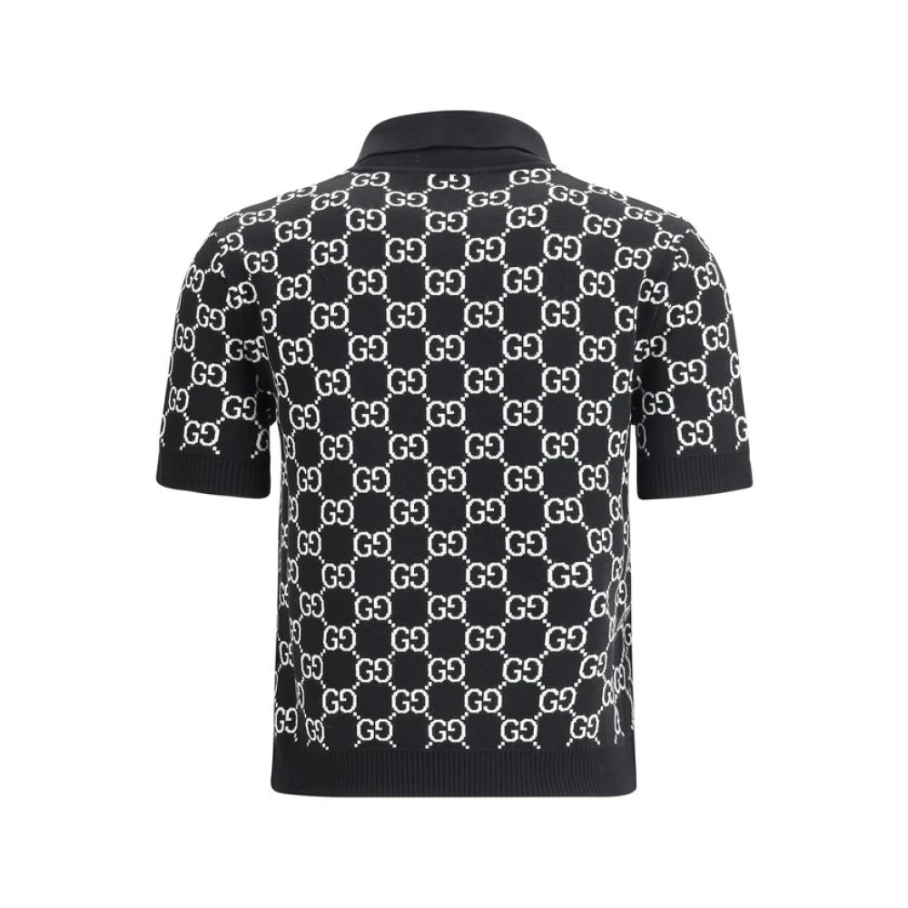 Gucci GG Wol Jacquard Polo Shirt Black Dames