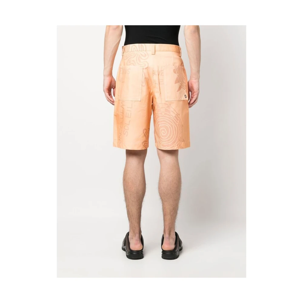 Jacquemus Katoenen Shorts met Grafische Print Orange Heren