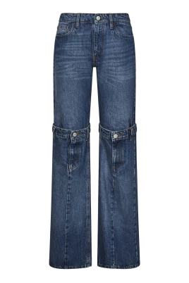 Blå Lager Öppen Knä Jeans