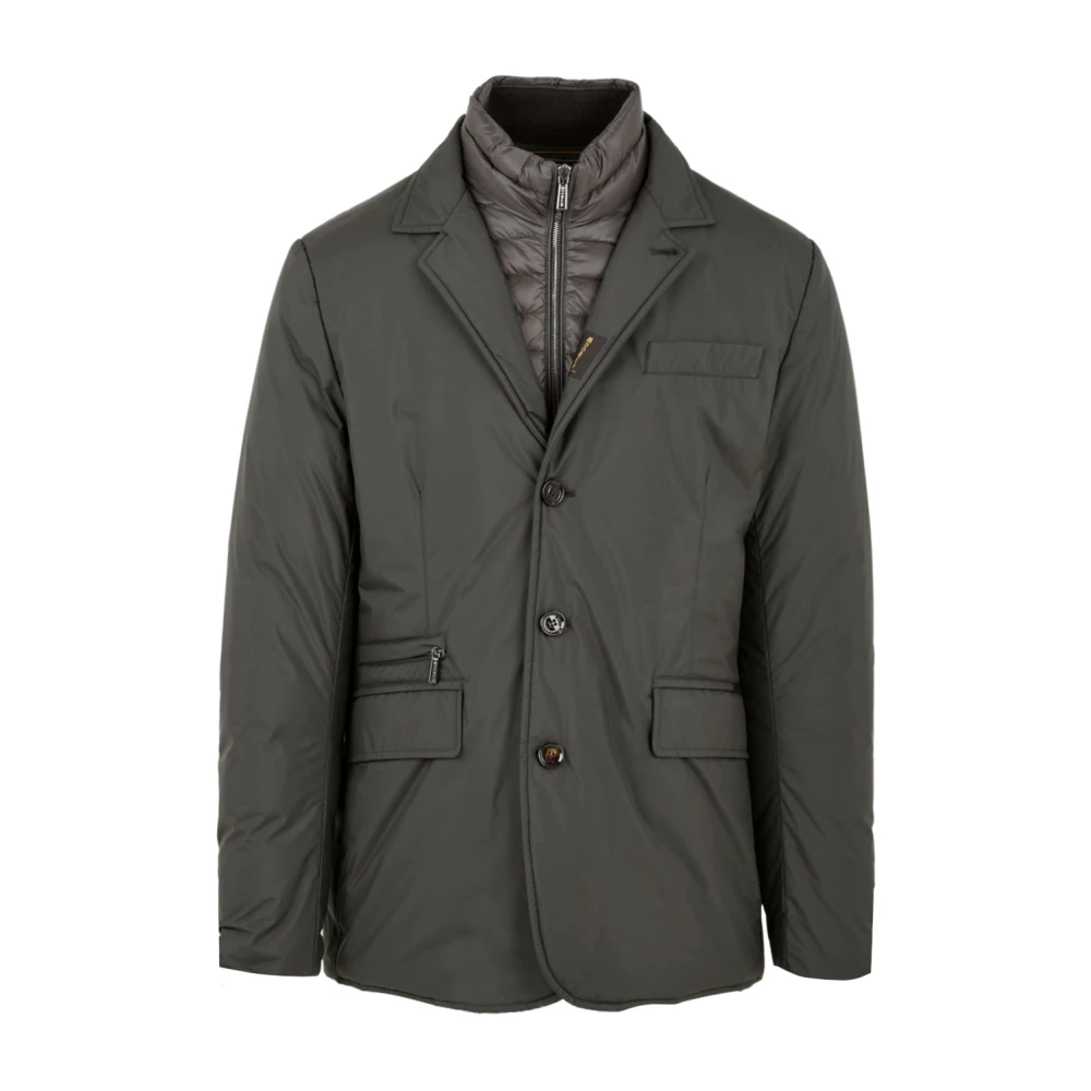 Moorer Men's Green Front Zip And Button Closure Water Resistant Jacket
