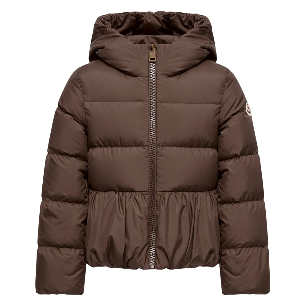 Moncler Elizaveta Hooded Down Jacket for Girls in Brown, Size: 4Y - Image 2