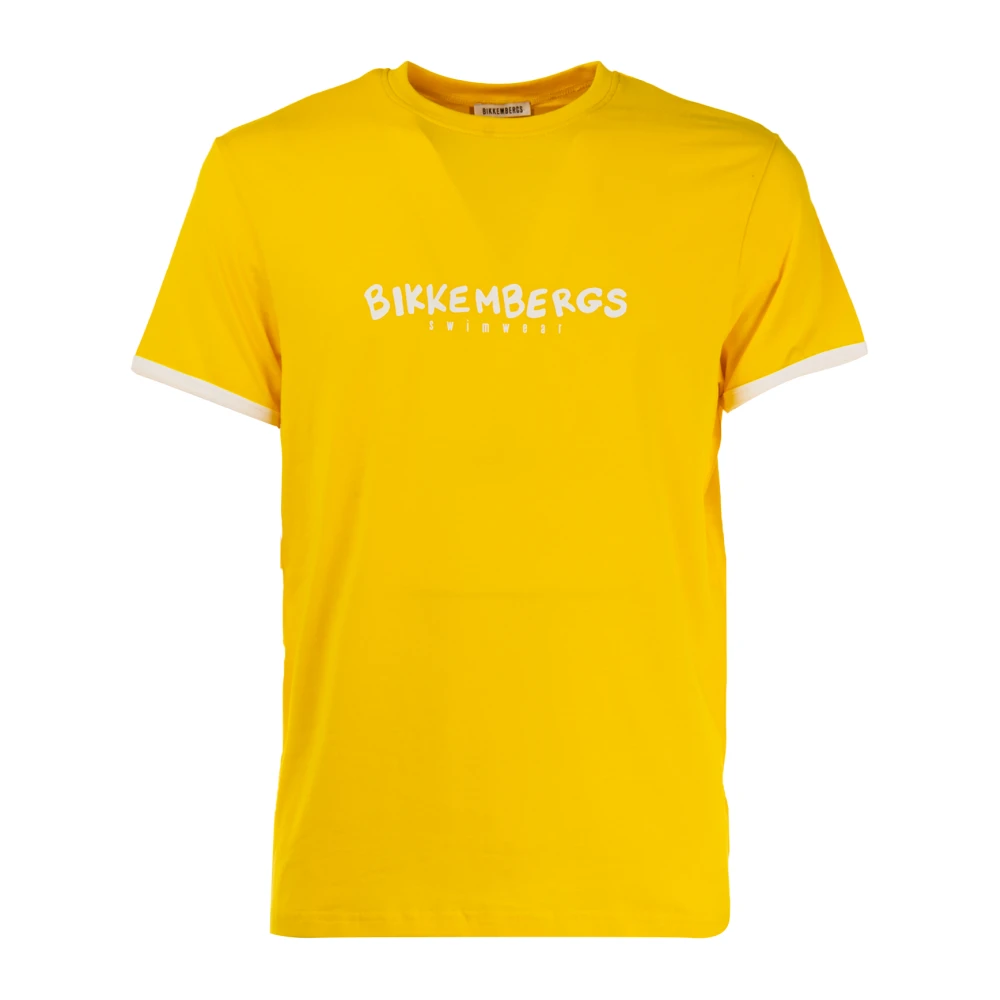 Bikkembergs Heren Logo T-shirt in effen kleur Yellow Heren