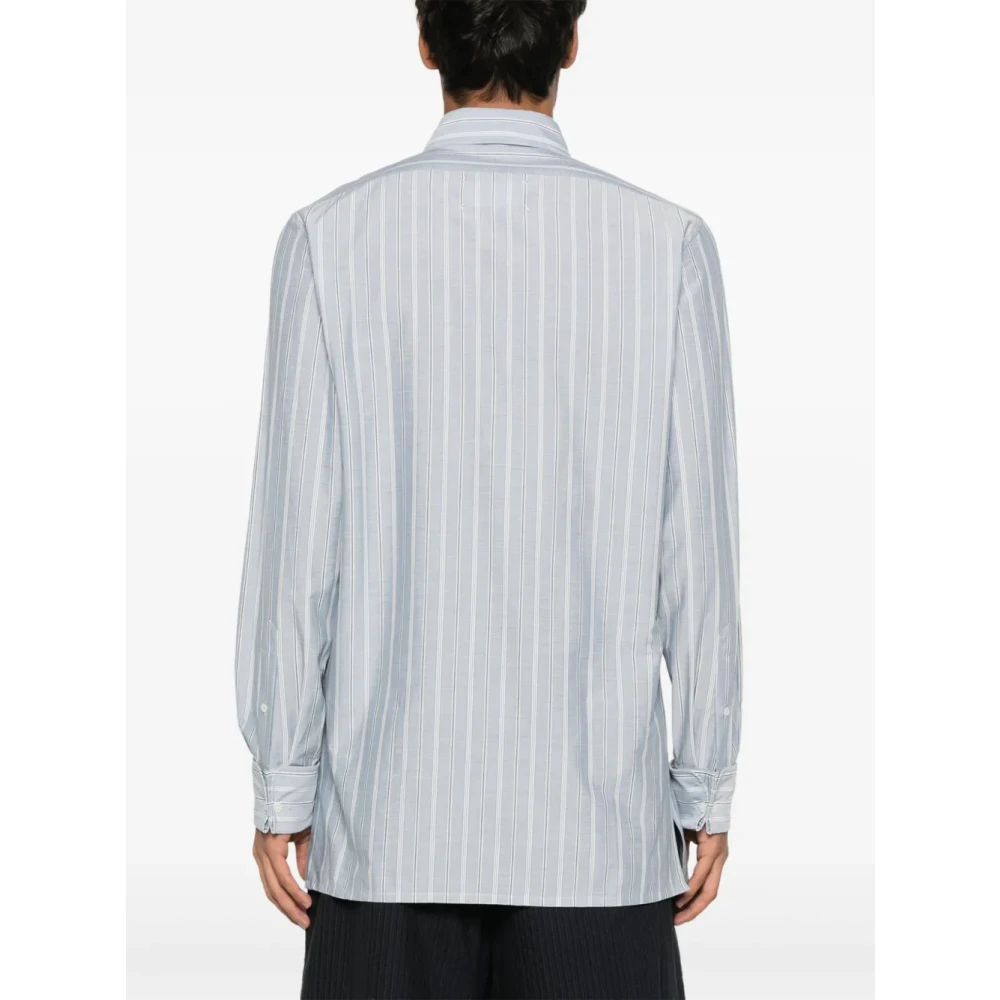 Maison Margiela Blauwe Button-Up Shirt met Gebogen Zoom Blue Heren