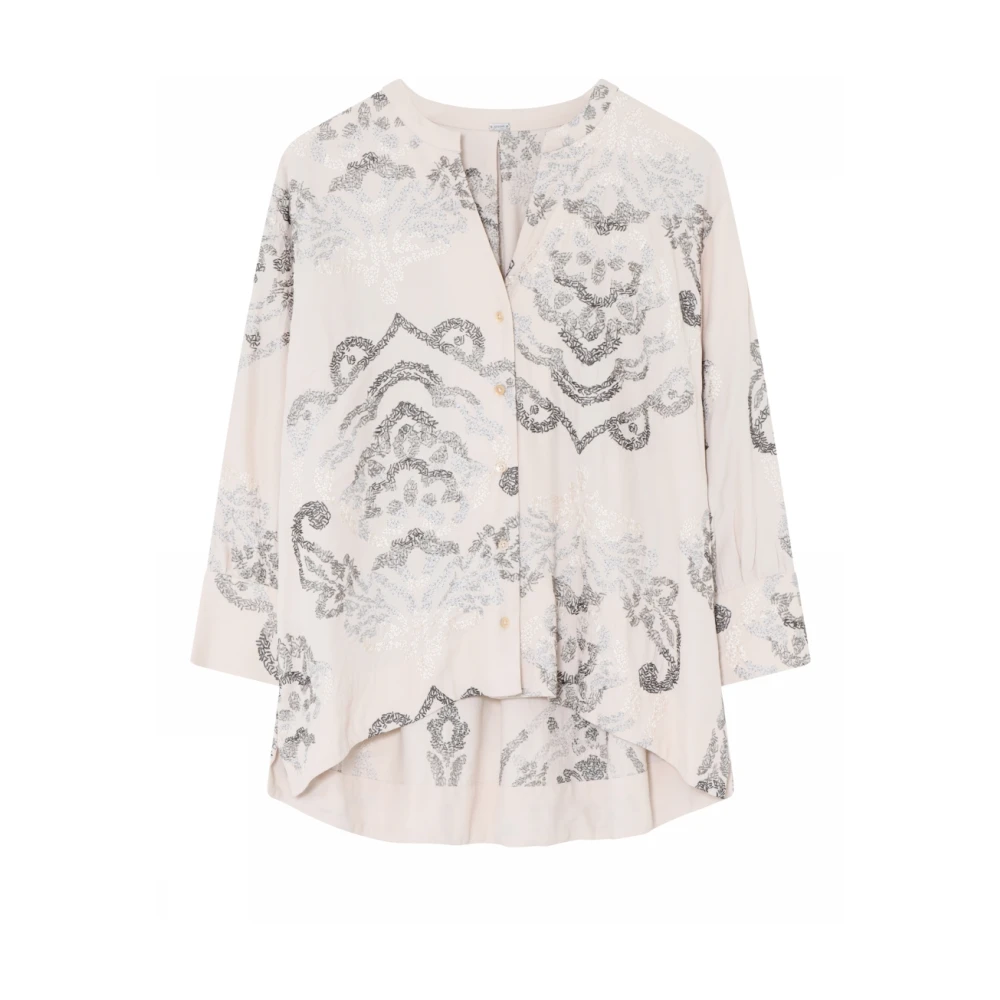 Gustav Geborduurde Overhemdblouse Losse Pasvorm Beige Dames