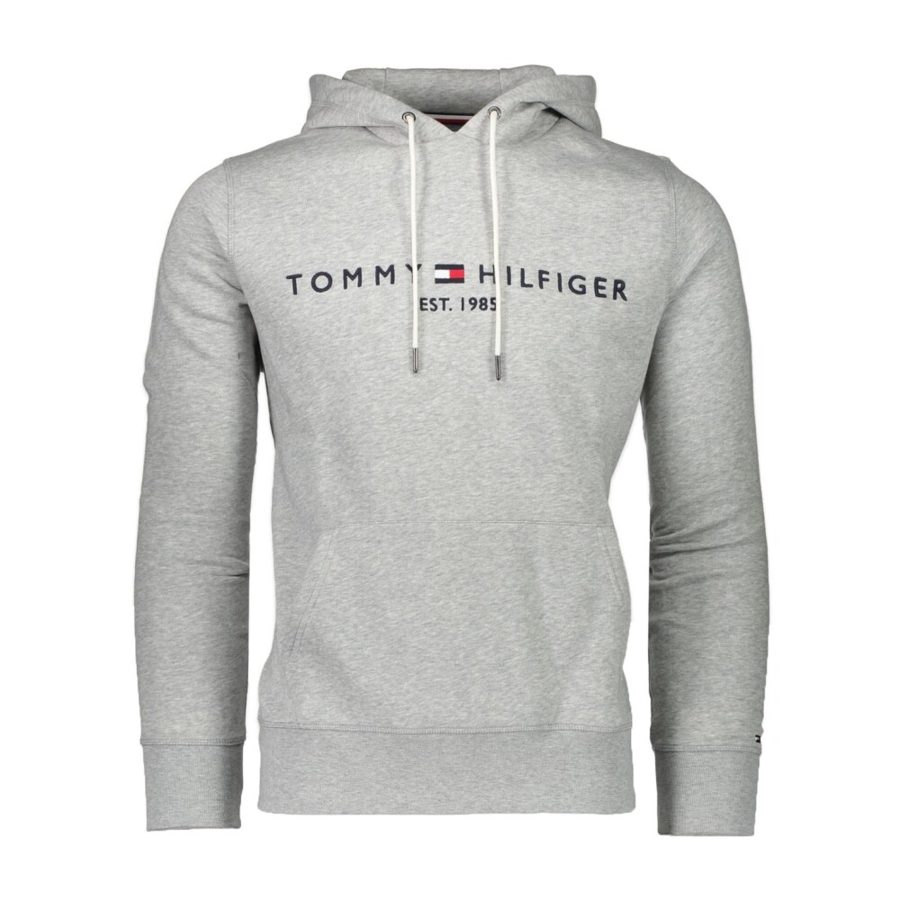 Grijze Trui Effen Katoenmix Normale Pasvorm Tommy Hilfiger