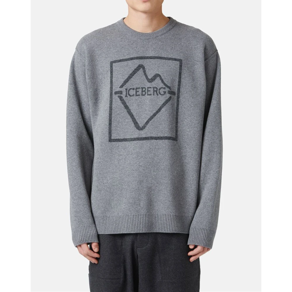 Iceberg Trui van wolmix met ronde hals Gray Heren