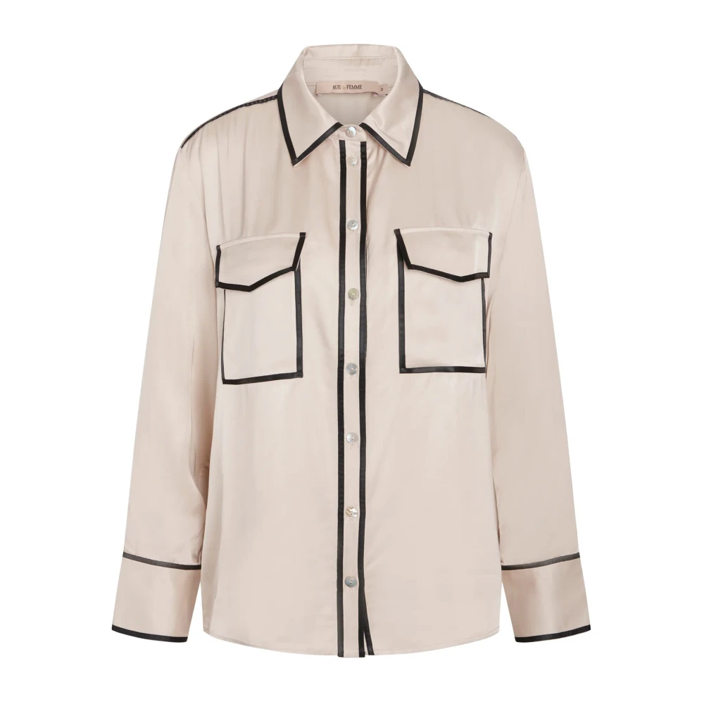 RUE de Femme Moderne Louanne Shirt met Contrastdetails Beige Dames