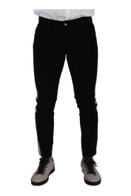 Black Cotton Stretch Skinny Corduroy Jeans