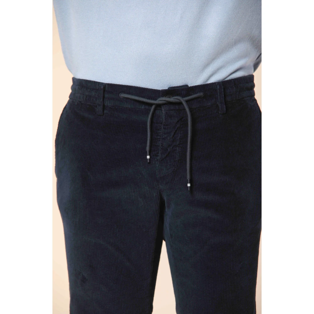 Mason's Navy Blauwe Velvet Chino Jogger Broek Blue Heren