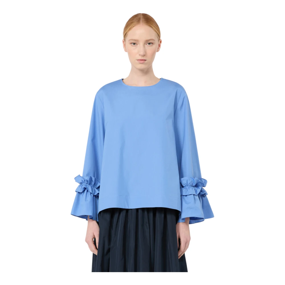 Max Mara Blue Blouses, Female, Xs, Poplin Blouse
