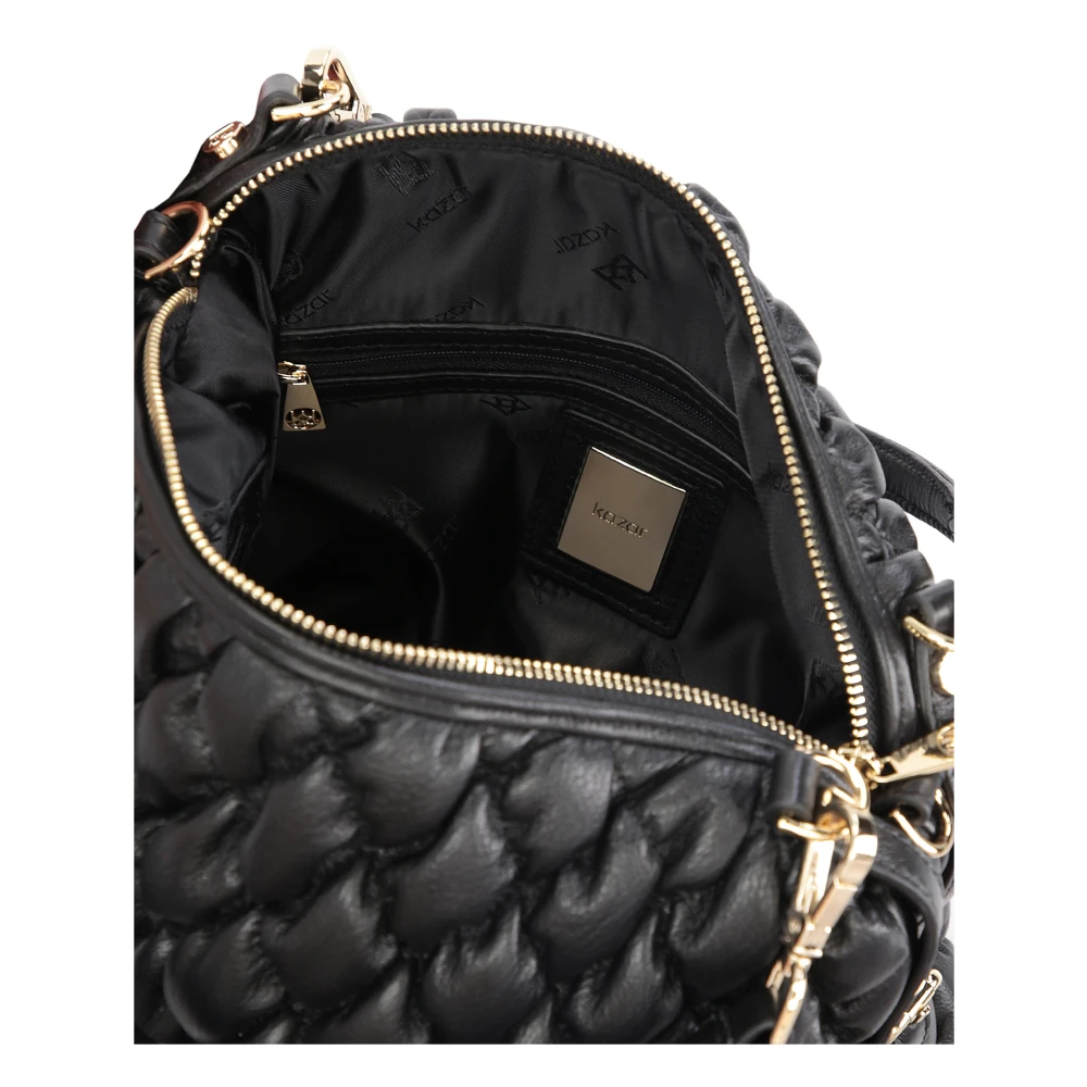 Kazar Zwarte leren armtas met een gewatteerd patroon Black Dames