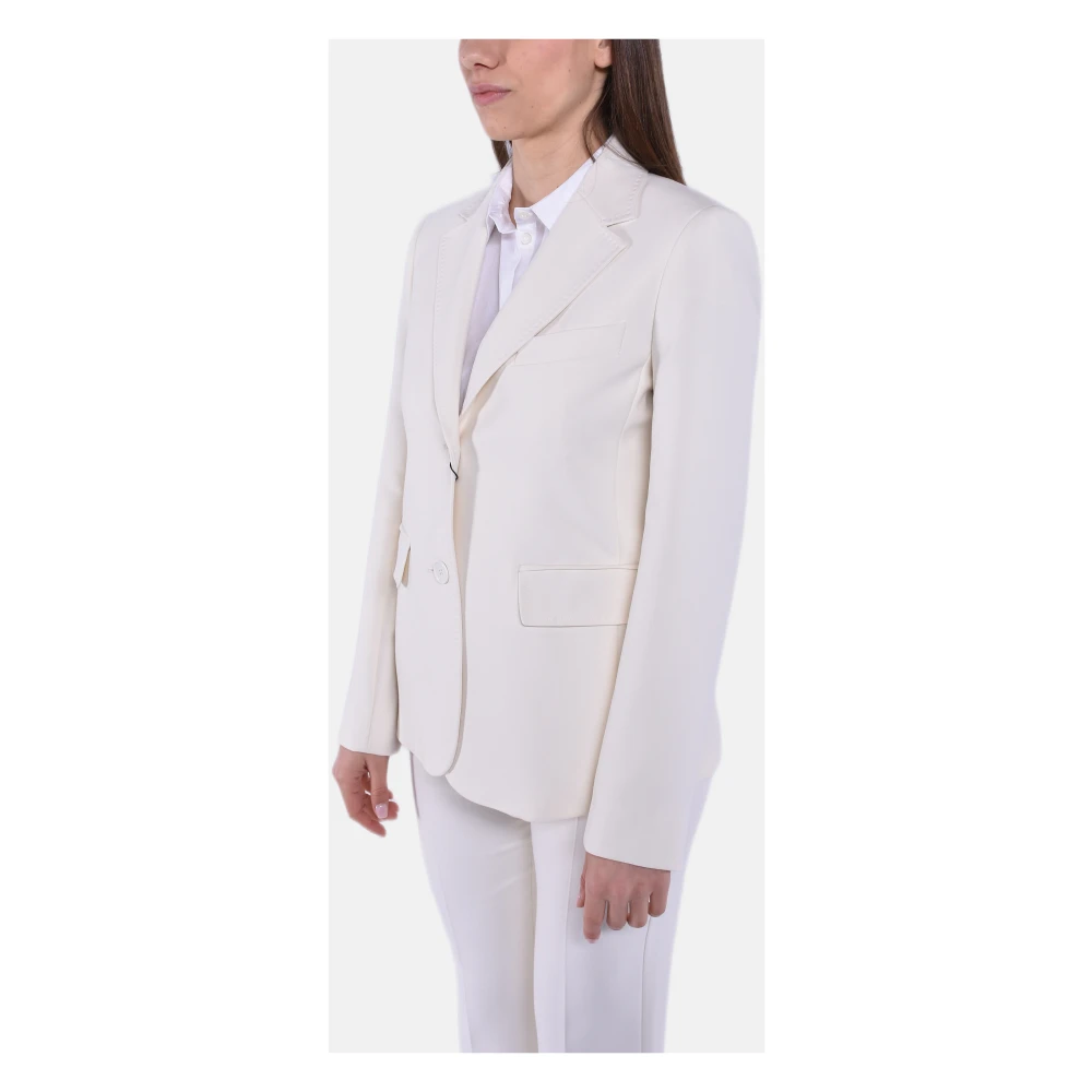 Max Mara Weekend Stretch Viscose Blazer met Klassieke Revers White Dames