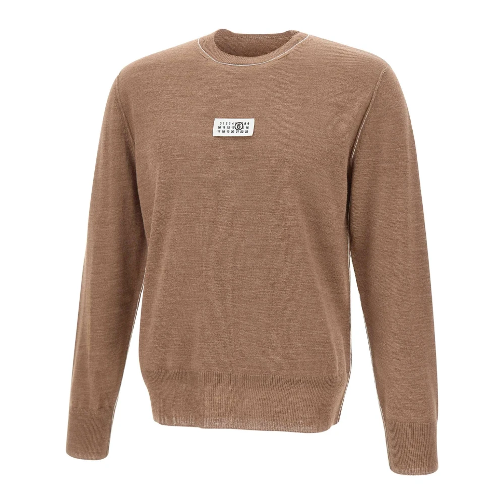 Mm6 Maison Margiela Mannelijk Bruin Truien & Vesten Heren, L, Round-Neck Truien
