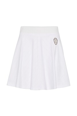 white-elasticated-waistband-skirt-logo-patch