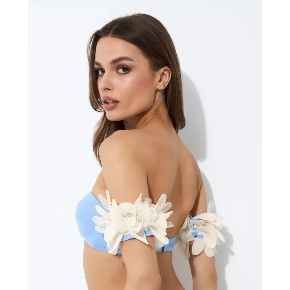 La Revêche Blauwe Bloemen Bikini Top Blue Dames