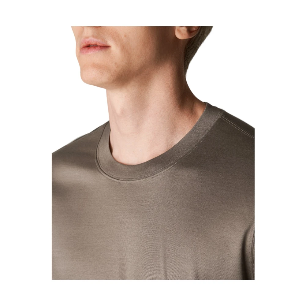 Eton Luxe Katoenen Crewneck T-shirt Brown Heren
