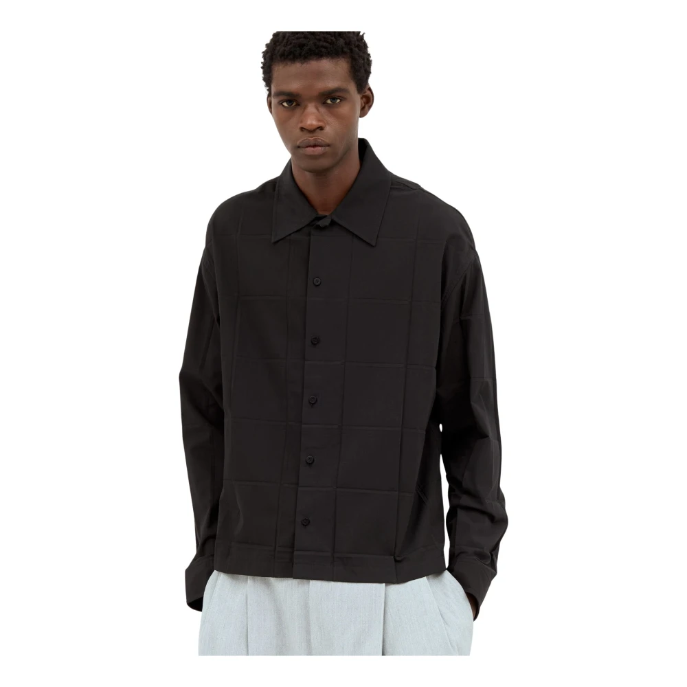 Jacquemus Shirt met Vierkant Paneel en Klassieke Kraag Black Heren