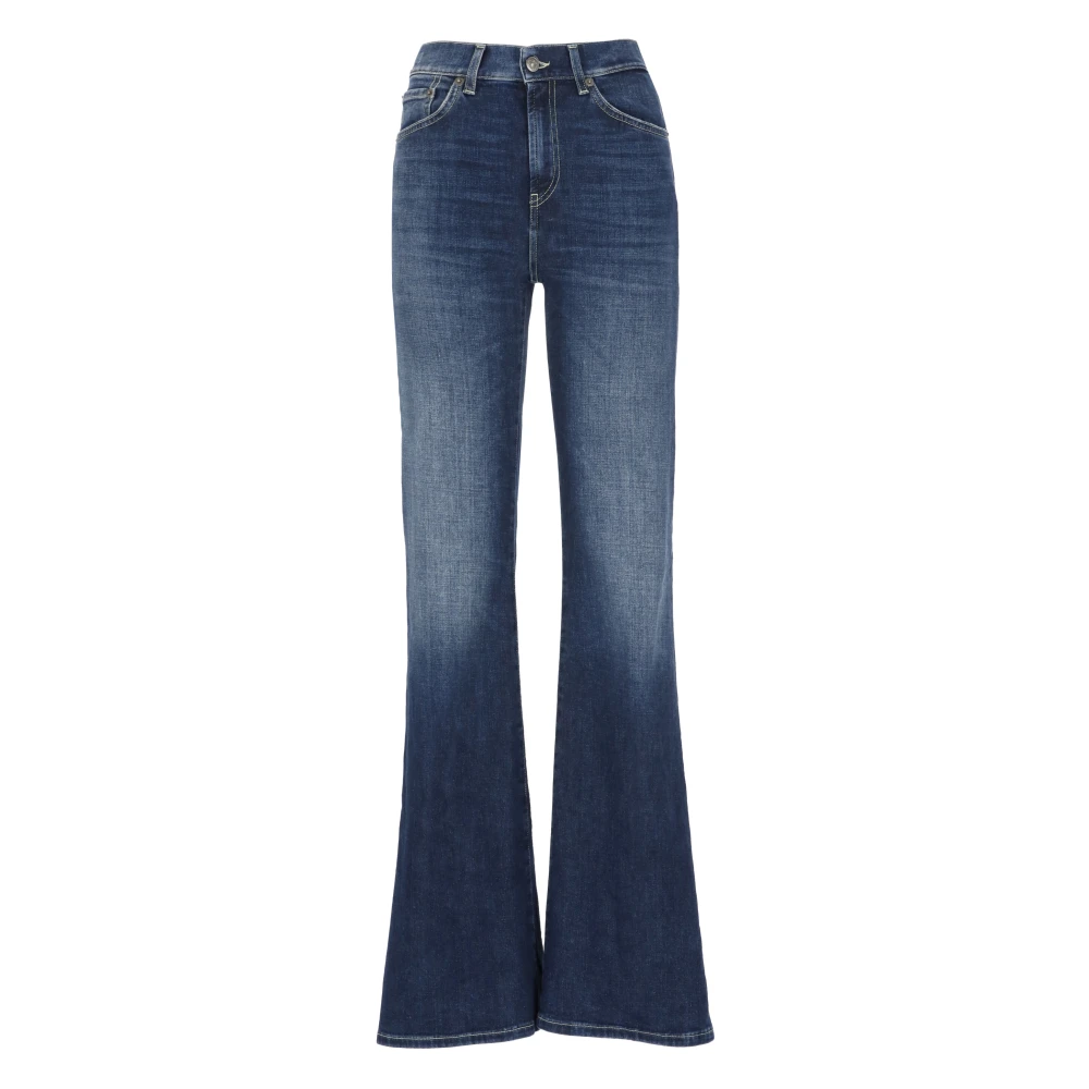 Dondup Blue Palazzo Jeans With Belt Loops - Female - Flare Jeans - W26 - Jeans