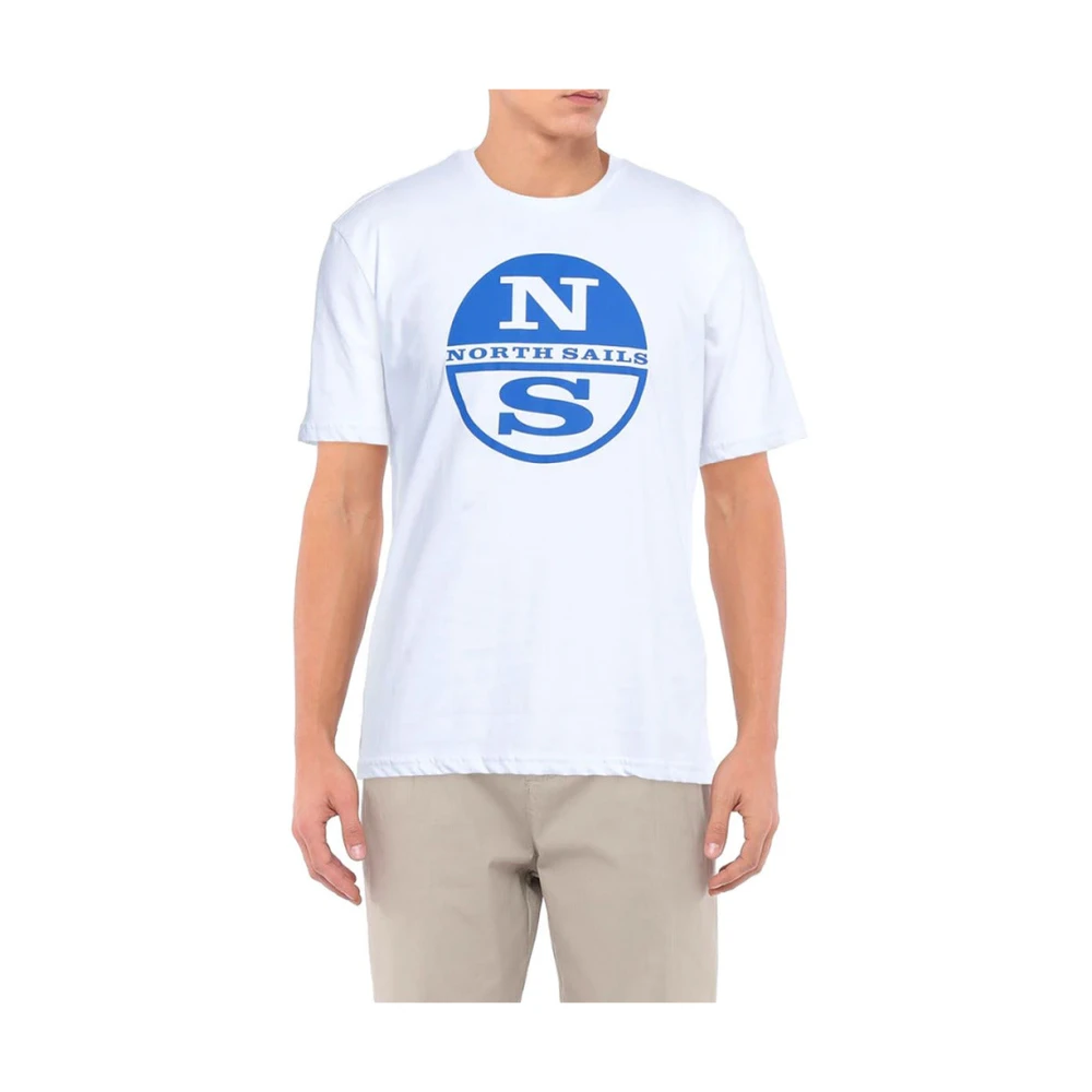 North Sails Witte Katoenen Logo Print T-shirt White Heren
