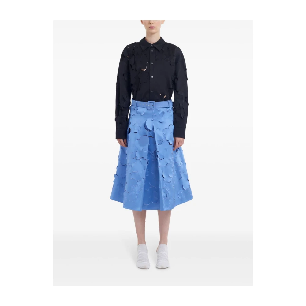 Marni Geplooide Midi Rok met Riem Blue Dames