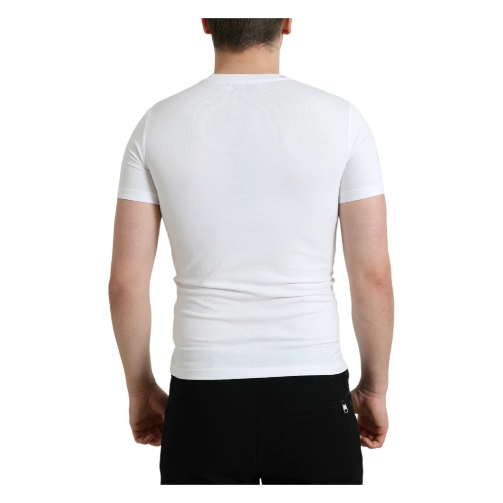 Dolce & Gabbana Elegant wit logo ronde hals t-shirt White Heren