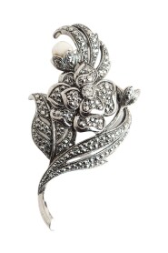 Rhinestone og Pearl Flower Pin