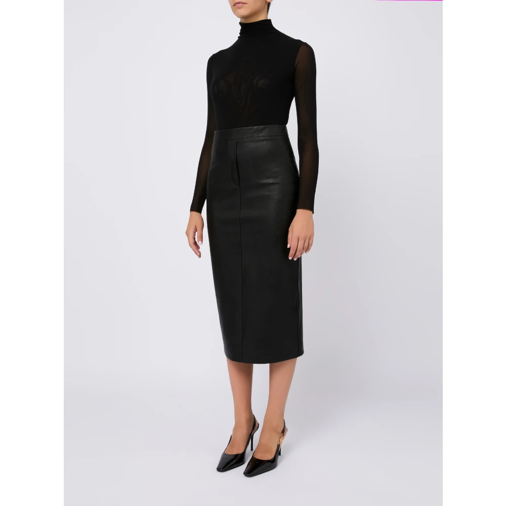 D.Exterior Midi Rok van Faux Leer Zwart Black Dames