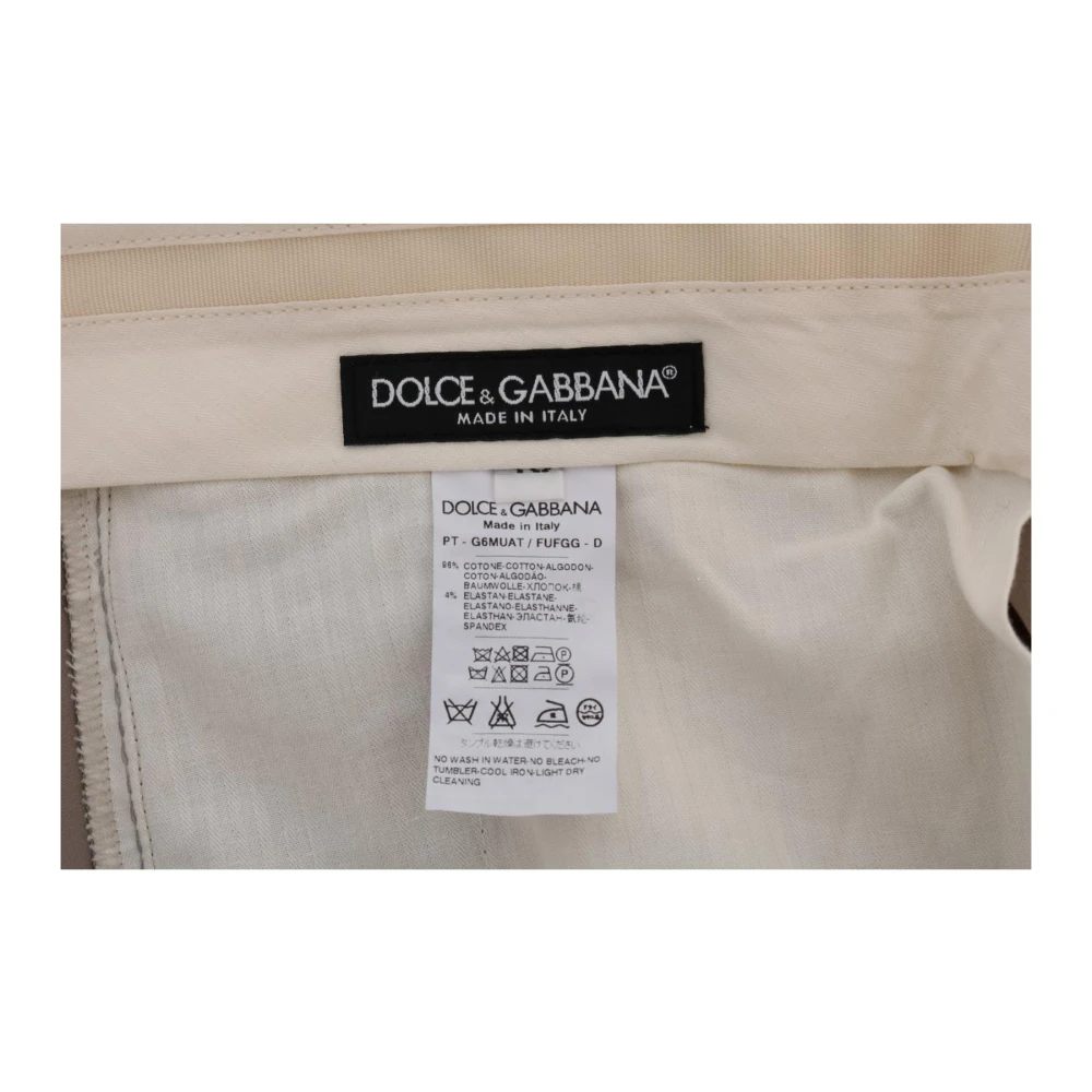 Dolce & Gabbana Beige Katoenen Stretch Chinos Broek Beige Heren