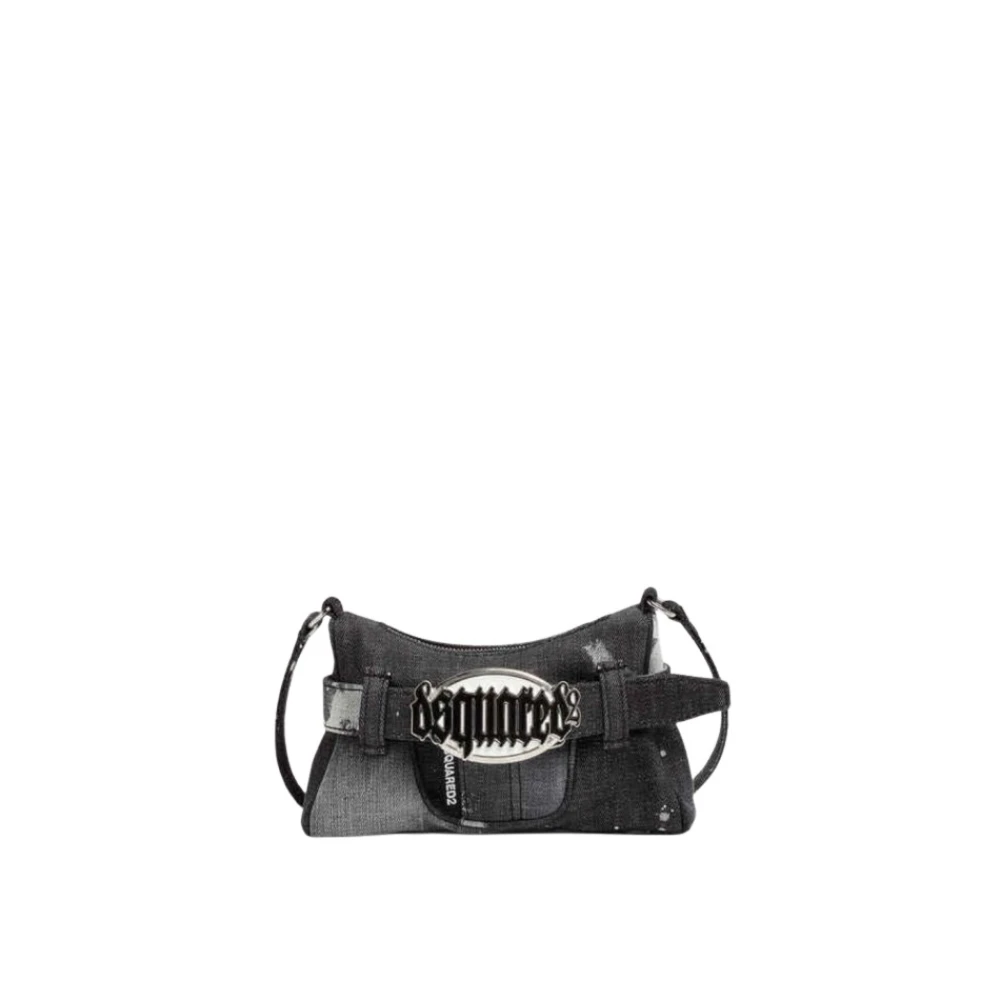 Dsquared2 Denim ketting mini tas Black Dames