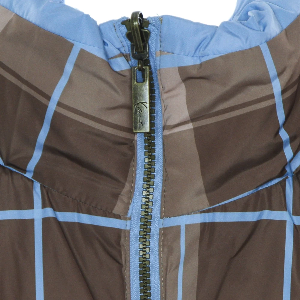 Karl Kani Omkeerbare Retro Puffer Jas Lichtblauw Bruin Blue Dames
